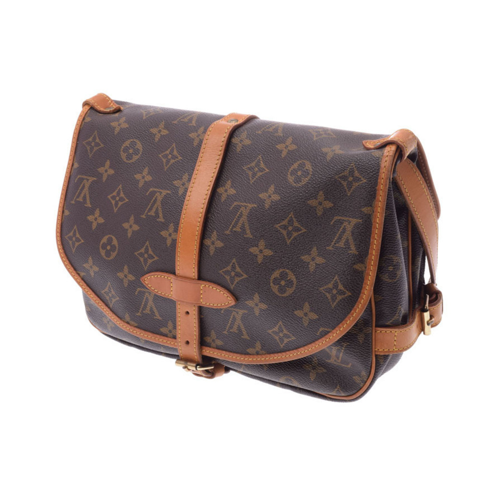 Louis Vuitton Shoulder Saumur Brown Leather Monogram Bag